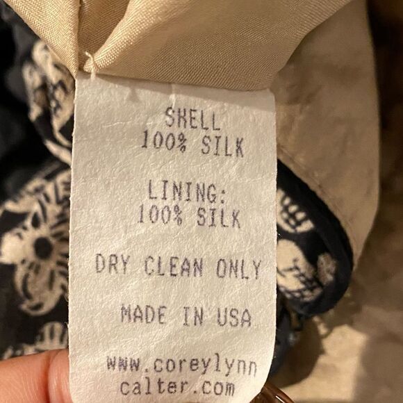 Corey Lynn Calter Black/Gold Floral Spaghetti Strap Silk Dress Size 6 - Picture 6 of 6